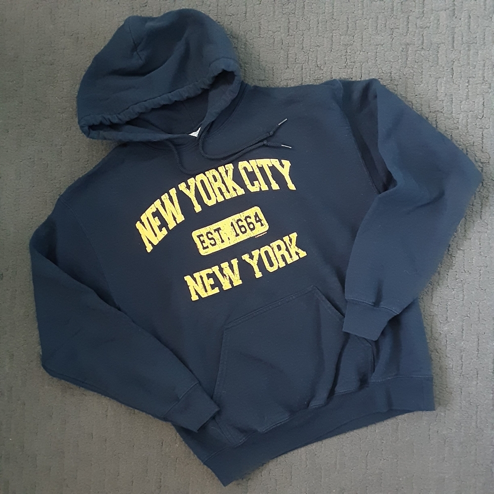 New York City New York Hooded Pullover Sweatshirt~Sz M~ Navy Blue